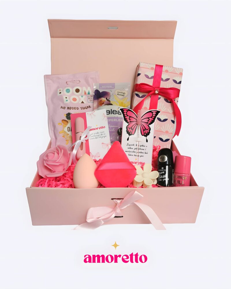 otvoren premium poklon box sa Amoretto proizvodima