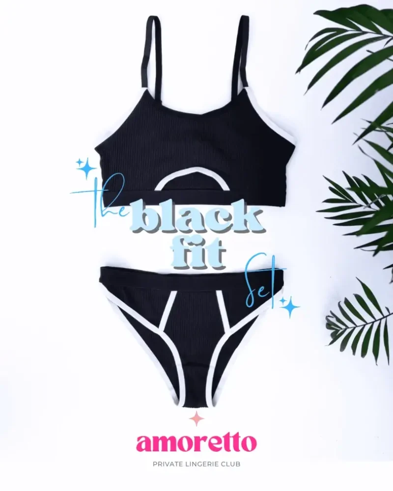 crni lingerie set sa belim detaljima